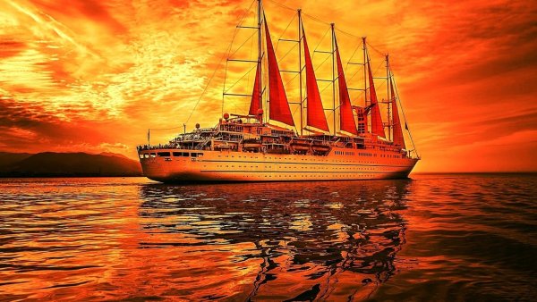 Фон море корабль