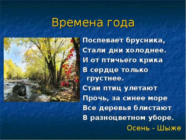 Поспевает брусника стали дни холоднее и от птичьего крика в сердце