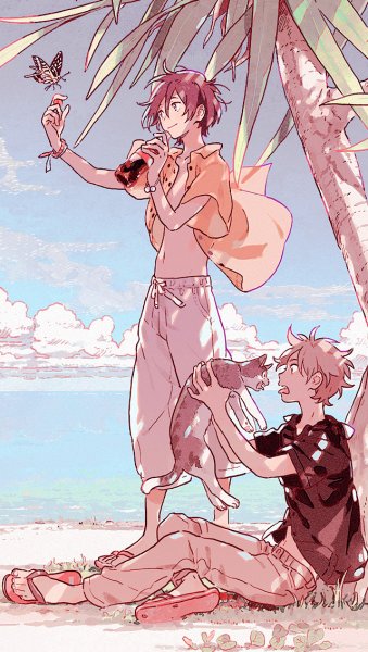 На берегу моря аниме