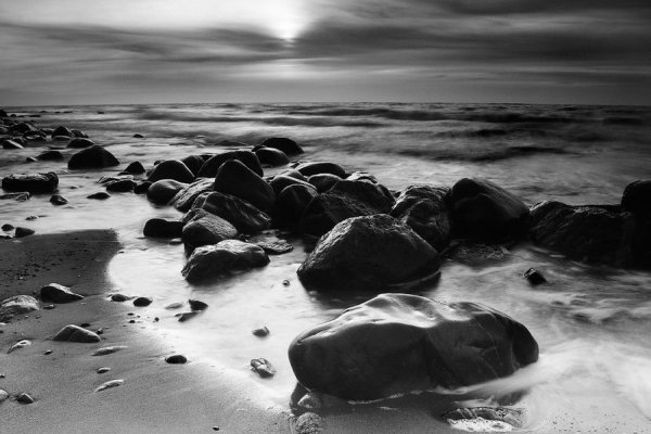 Пейзаж море чб