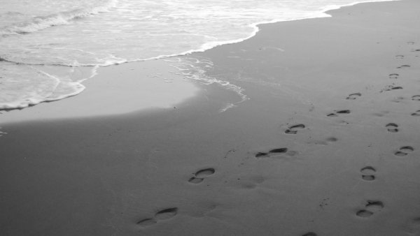 Серый песок берег моря