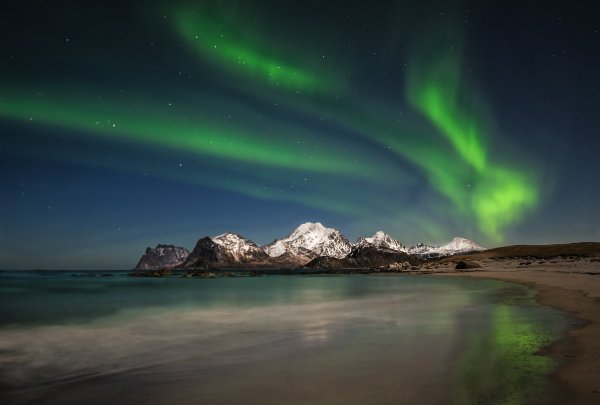 Море Лаптевых Северное сияние