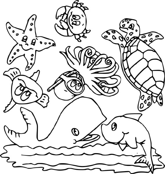 Морские обитатели рисунки