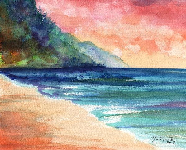 Рисование морской пейзаж