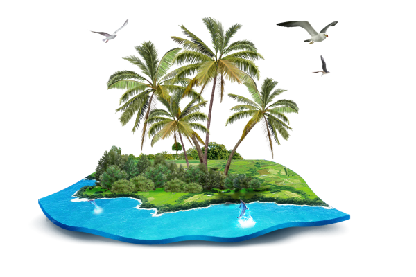 Остров на прозрачном фоне