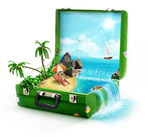 Чемодан на берегу моря