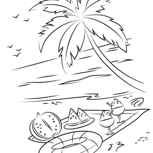 Раскраска пляж