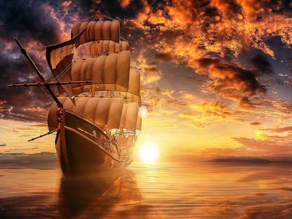 Корабль в море