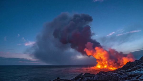 Закат море костер
