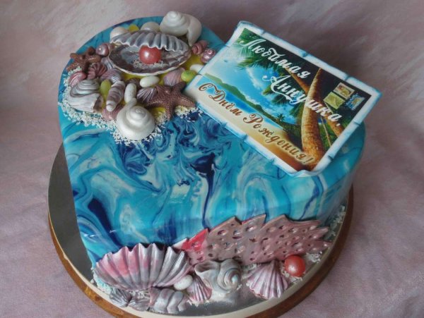Торт на морскую тему шоколадный