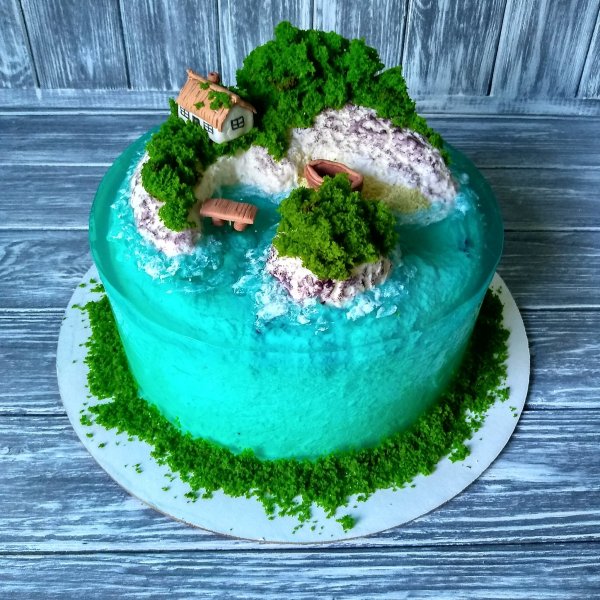 Торт море и пляж желе