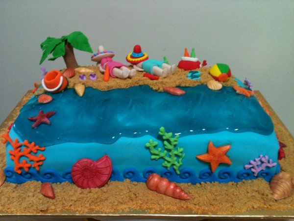 Торт в виде пляжа