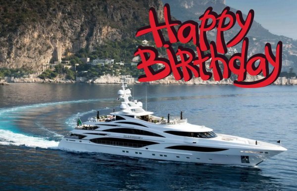 Открытка с яхтой с днем рождения мужчине