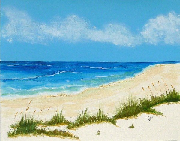 Море пляж акварель