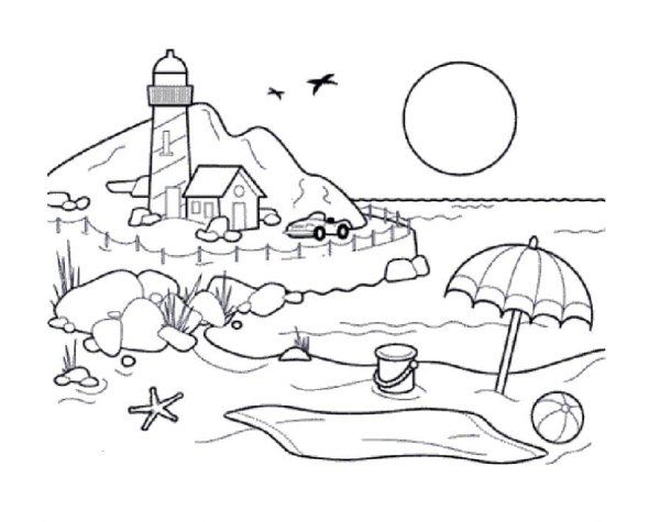 В море. Раскраска