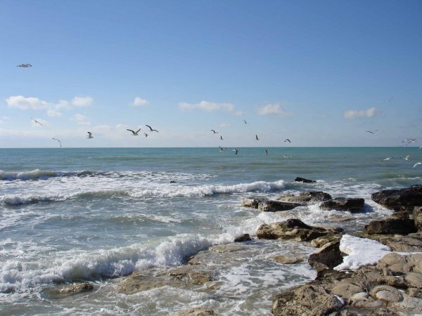 Побережье Каспийского моря закат