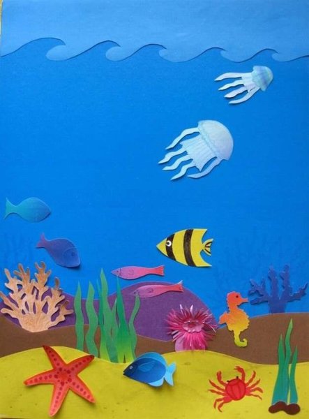 Панно из ракушек морской пейзаж