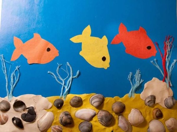 Аппликация морские обитатели