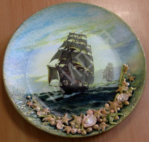 Объемный декупаж тарелок