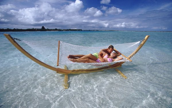 Море пальмы гамак