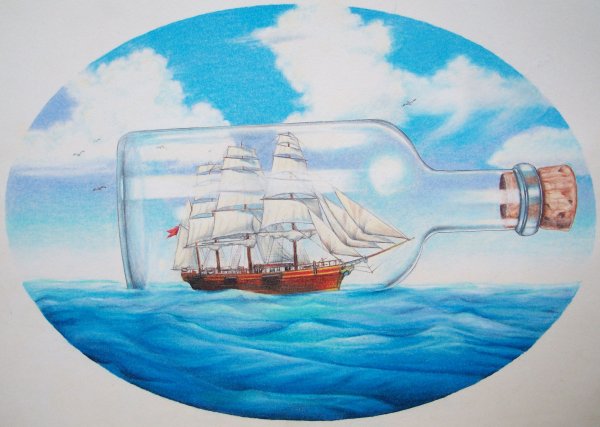 Корабль в бутылке арт
