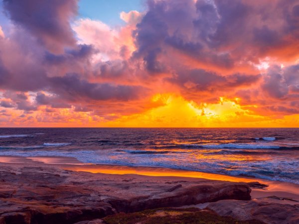 Волны пляж закат