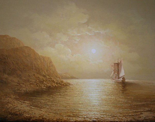 Акварель море солнце