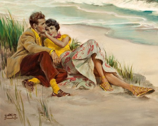 Marisa Berenson at a Beach Постер