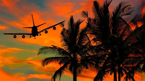 Самолет море