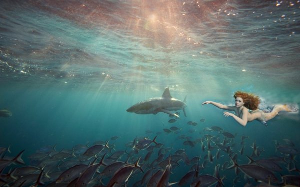 Русалка в море