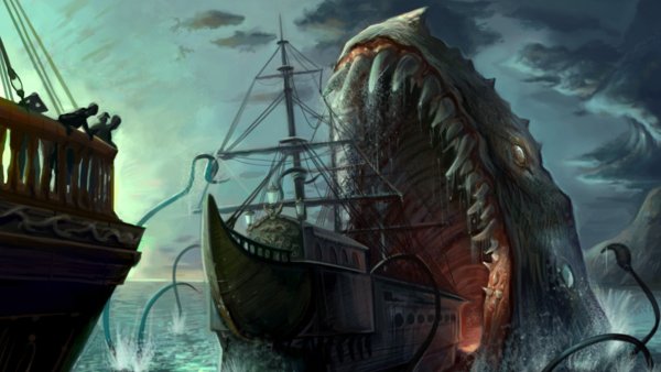 Морское чудовище с громадной пастью