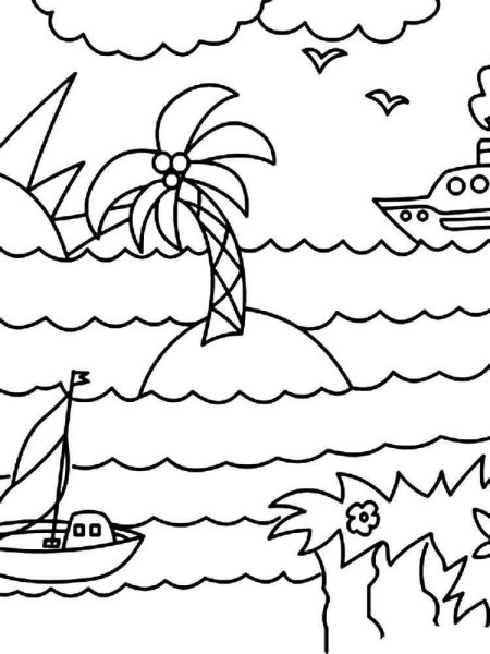Море раскраска для детей