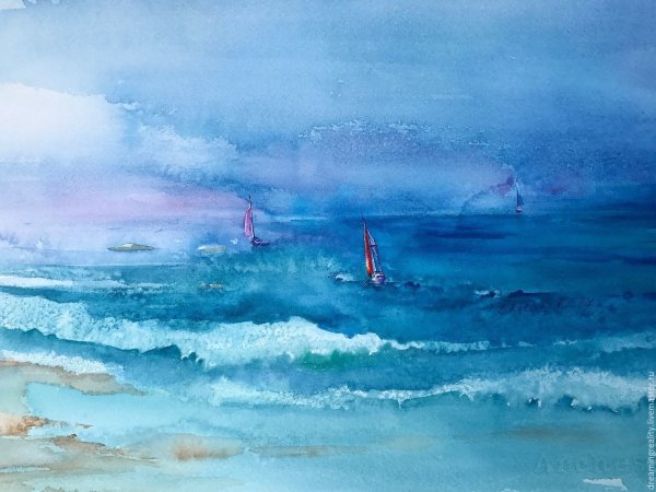 Терри Харрисон Акварельные пейзажи море корабль