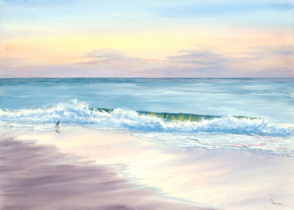 Морской пейзаж акварелью