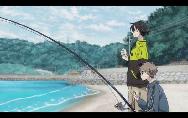 Мио и Шун незнакомец на берегу моря