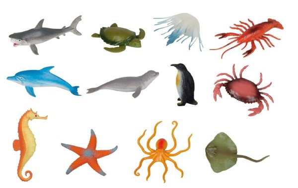 Морские жители на белом фоне