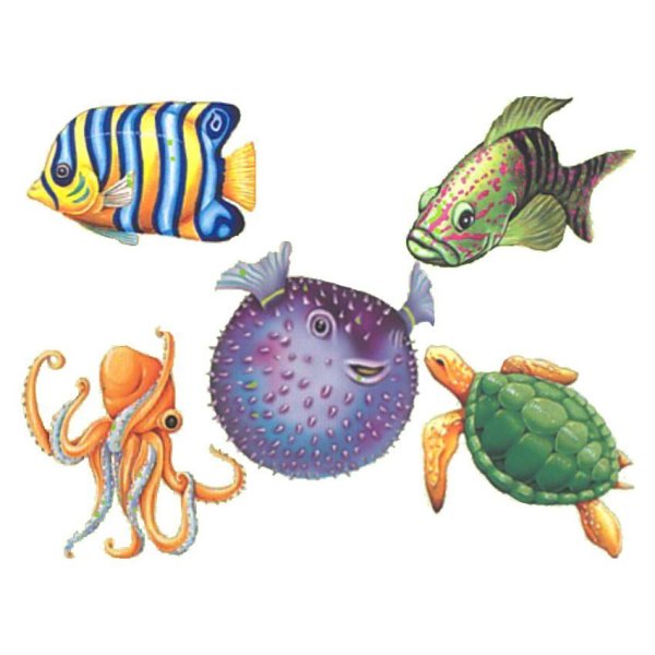 Обитатели морей и океанов для детей мультяшные