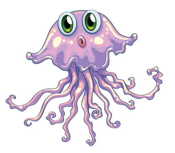 Морские обитатели на белом фоне