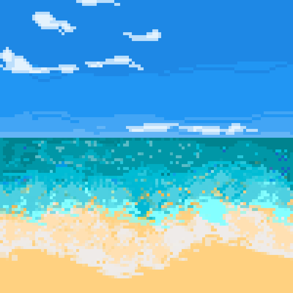 Пляж пиксель арт