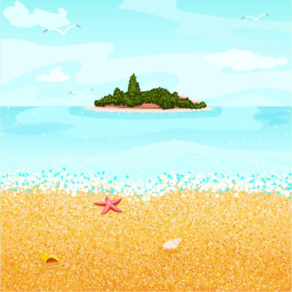 Пляж пиксель арт