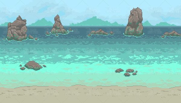 Пляж пиксель арт