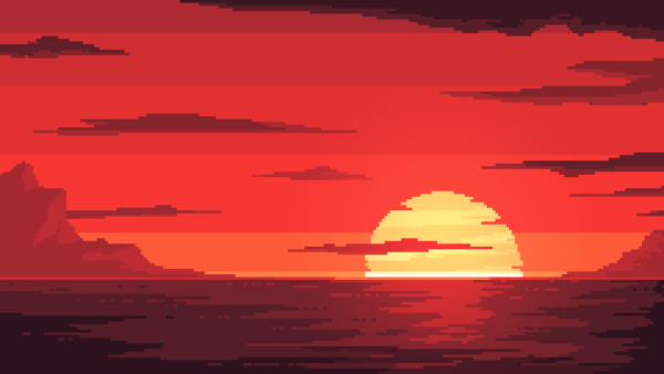 Закат пиксель арт