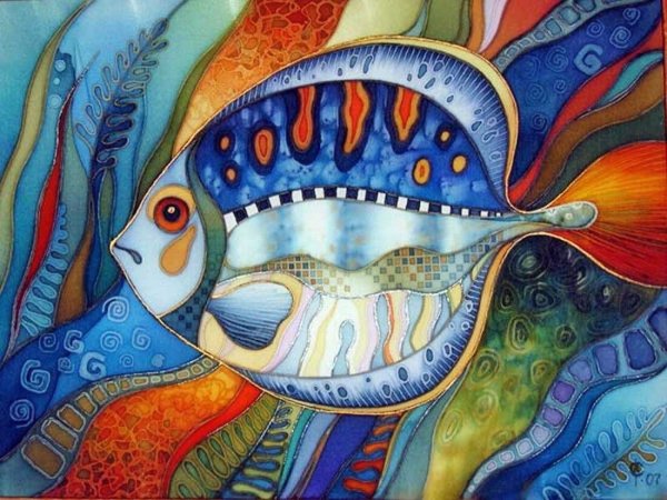 Людмила Соболь художница батик рыбы