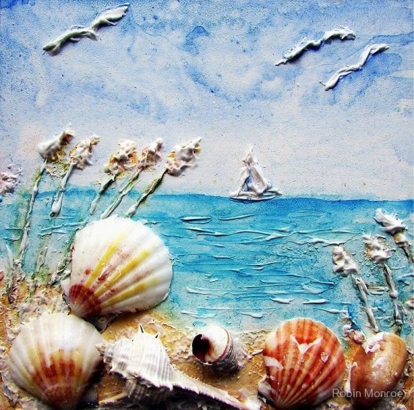 Морской пейзаж из мозаики