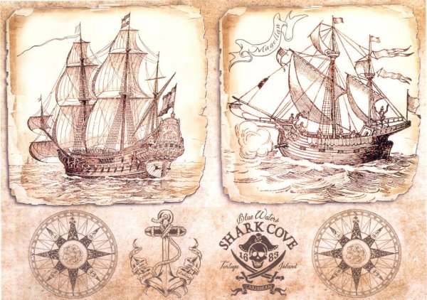 Декупажная карта морская тематика