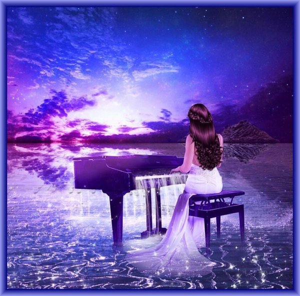 Рояль на фоне моря