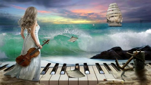 Пианино на берегу моря