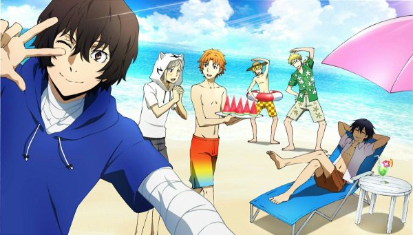 Великий из бродячих псов на пляже аниме