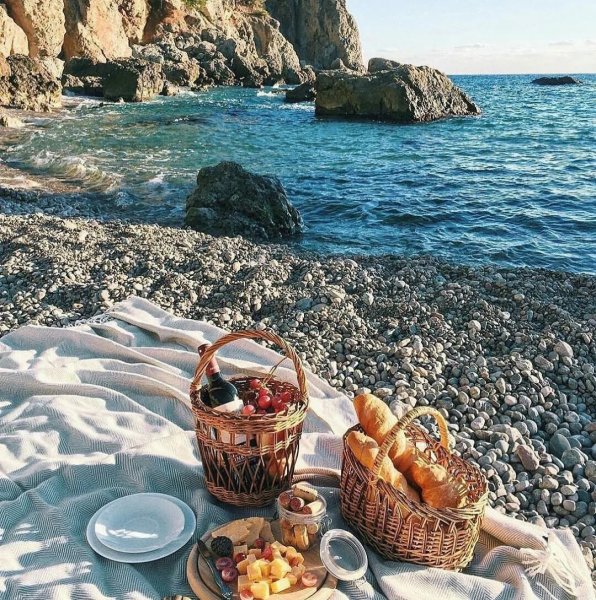 Утро море кофе цветы