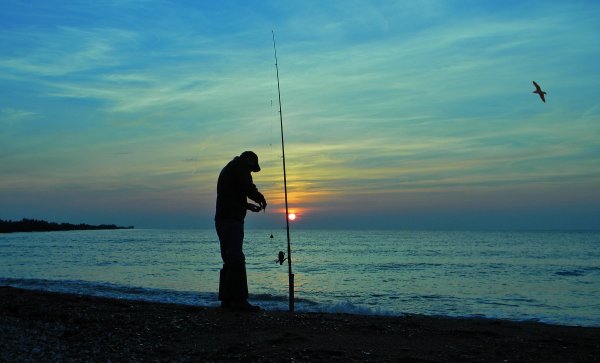 Рыбалка на берегу моря